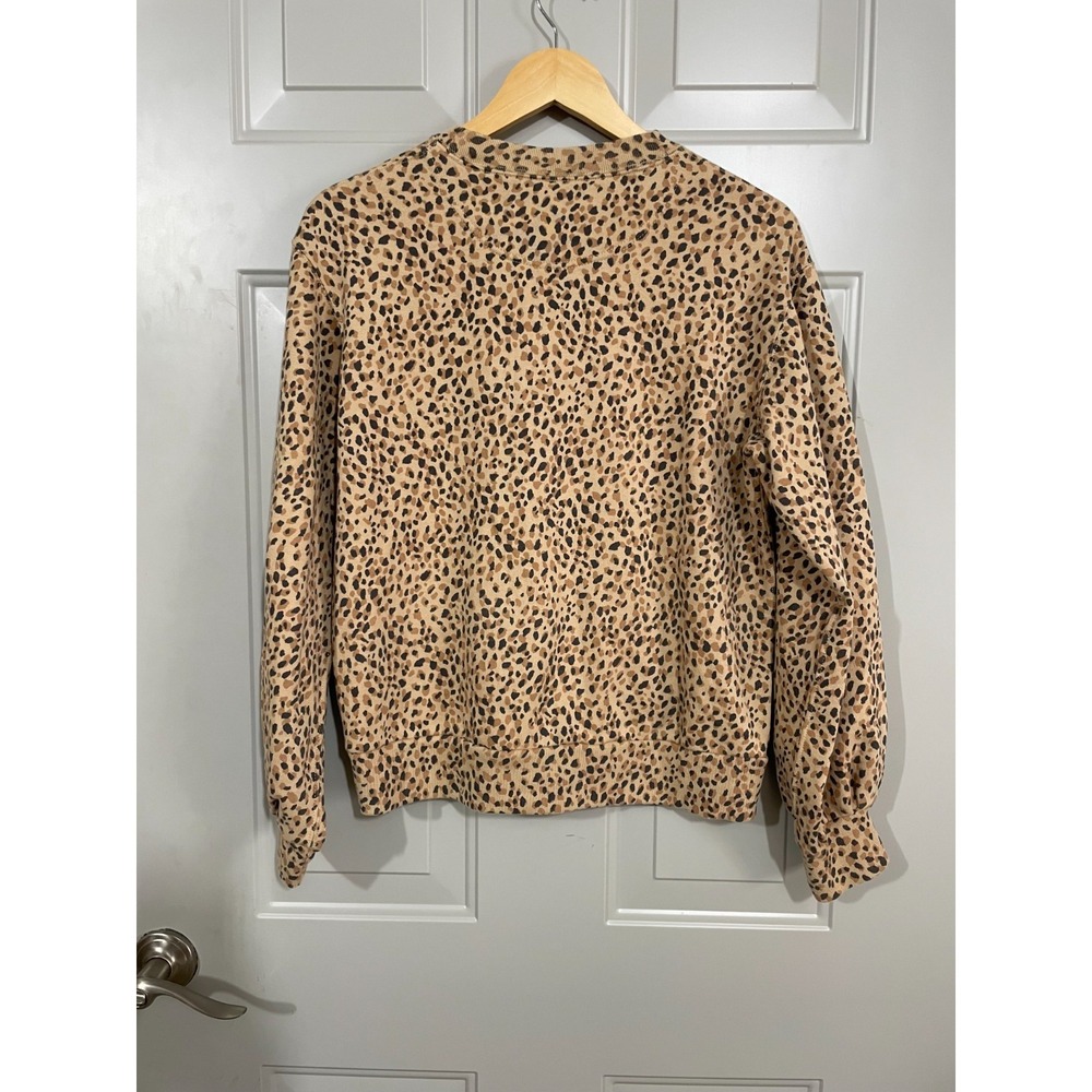 Abercronbie & Fitch Oversized Crew Sweatshirt in Tan Leopard Print Size xS - Picture 4 of 5